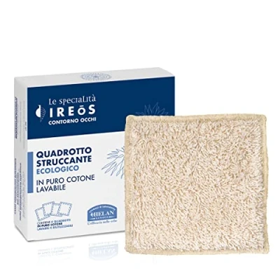 Image of Helan IREOS Ultra Soft &amp; Eco Friendly Makeup Remover Cloth, 100% Pure Cotton Fibre 4 Maxi Washable Reusable Pads for Skincare, Gentle Eye Face Cleansing Made in Italy