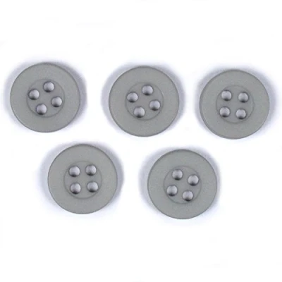 Image of Colour 4 Hole Round Shirt Buttons 11mm Wide Pack of 5 (Light Grey)