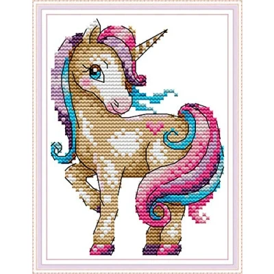 Image of Cross Stitch Kits Stamped, OWN4B The Magical Unicorn Printed Pattern 11CT 7.1x8.7 inch DIY Embroidery Kit (Unicorn 2)