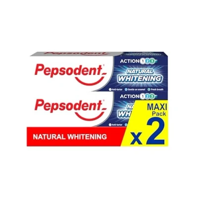 Image of Pepsodent Natural Whitening Fluoride and Calcium Toothpaste for Whiter Teeth in One Week 75ml (2x75ml Pack)