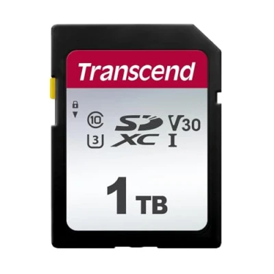 Image of Transcend Highspeed 1TB SDXC Memory Card (for Digital Cameras; Pictures &amp; Videos; Car Radio) Class 10, UHS I U3, Video Speed V30 for 4K Ultra HD TS1TSDC300S