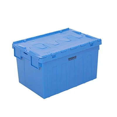 Image of BiGDUG Industrial Stackable Tote Boxes Pack of 2 Heavy Duty Containers (x2 Blue 315h x 400w 600d mm)