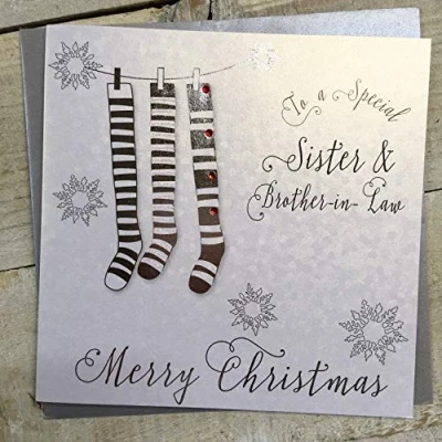 Image of SISTER &amp; BROTHER IN LAW Handmade Christmas Card by White Cotton Cards