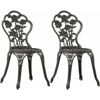 Image of vidaXL Bistro Chairs 2 pcs Bronze Cast Aluminium