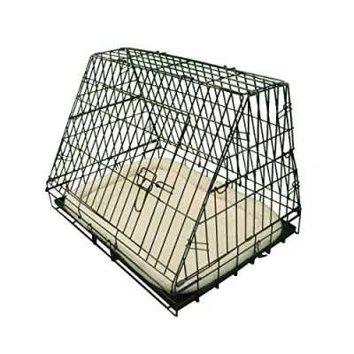 Image of Ellie Bo Black Deluxe Slanted Medium 30 inch Folding Dog Cage/Crate with Metal Tray and Bed Mat