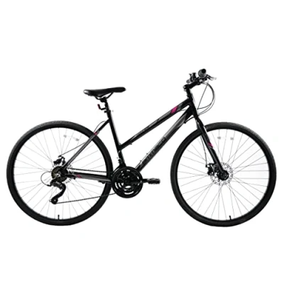 Image of Ammaco Ridgeway 700c Sports Hybrid Commuter Fitness Womens Bike Disc Brake 16 Inch Frame Black