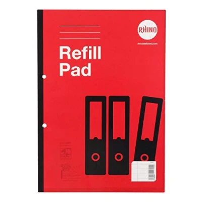 Image of RHINO Stationery A4 Refill Pad 160 Page 8mm Ruled with Margin Headbound Notepad Red School Premium Writing Paper