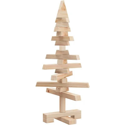 Image of vidaXL Wooden Christmas Tree for Decoration 60 cm Solid Wood Pine