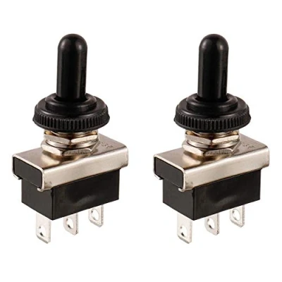 Image of BOJACK KN3(D) 103 Toggle Switch SPDT ON OFF 3 Terminal pin 12 VDC 25 A with Waterproof Cap(Pack of 2 Pcs)