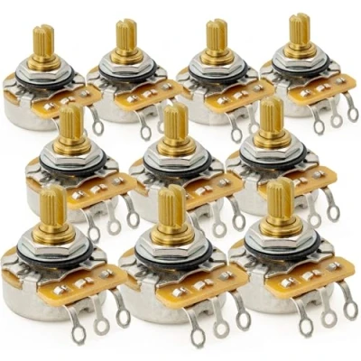 Image of CTS 450G A250K Pots Brass Short Split Shaft 1/4 Inch 10% Audio Taper Potentiometers for Electric Guitar Bass (Set of 10)