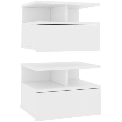 Image of vidaXL Floating Nightstands 2 pcs White 40x31x27cm Engineered Wood