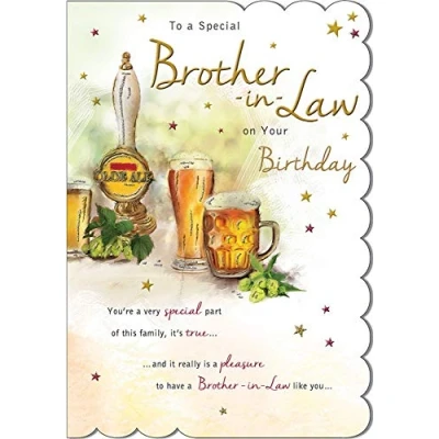 Image of Piccadilly Greetings Birthday Card Brother in Law 9 x 6 inches Regal Publishing, brown