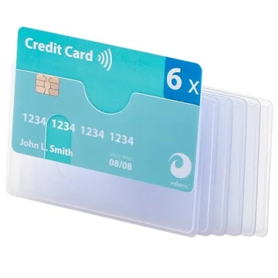 Image of valonic Credit Card Sleeves 6 Pack Sturdy Transparent Plastic Protector Sleeves, Debit Holder