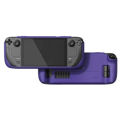 Image of Skull &amp; Co. GripCase SD for Steam Deck/Steam Deck OLED: A Soft Protective Case with Textured Grips Full Protection and Stand, Shock Absorption Non Slip Anti Scratch Cover Design Galactic Purple