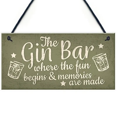Image of RED OCEAN Bar Sign Novelty Hanging Home Gin Pub Plaque Funny Man Cave Kitchen Gift