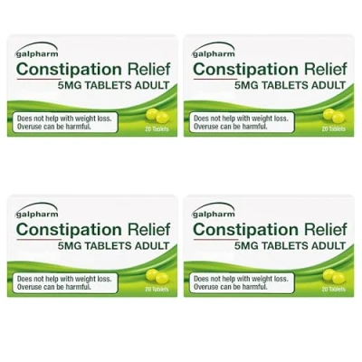 Image of 80 x Constipation Relief Laxative 5mg Tablets Effective Overnight Fast Acting Stool Softeners (20 4 Pack)
