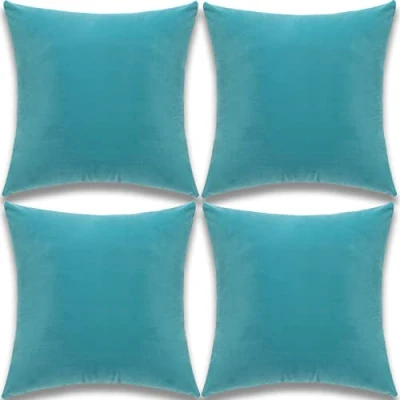 Image of Yonous Cushion Covers, Soft Premium Velvet Decorative Throw Pillow for Sofa Bed Couch Chair, Set of 4, Teal, 20 x inch / 50 cm