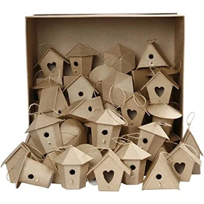 Image of Creativ Papier Mache Mini Bird Houses Assortment 60 Assorted Bulk Buy 6 Designs