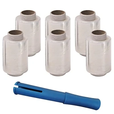 Image of Edenpack 6 x Clear Mini Pallet Stretch Wrap with Dispenser Cling Film Refill Rolls 100mm 150M Moving Supplies Box Shipment Wrapping