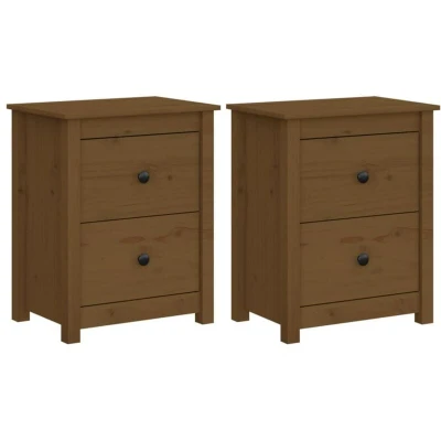 Image of vidaXL Bedside Cabinets 2 pcs Honey Brown 50x35x61.5 cm Solid Wood Pine