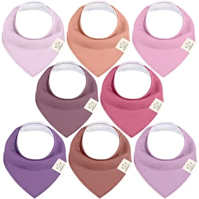 Image of Organic Cotton Baby Dribble Bibs Super Absorbent for Toddlers, Newborn 0 6 Months 12 Teething Bib Weaning (Lilac)