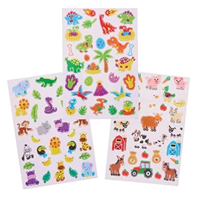 Image of Baker Ross FX749 Mini Party Sticker Sheets Pack of 12 Sheets, Stickers for Kids Arts and Crafts