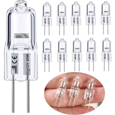 Image of VACLANY G4 Halogen Light Bulbs 20W 12V,10 Pack Dimmable Clear Capsule 2 Pin Lamp Bulb, 2800K Base Warm White