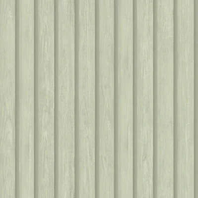 Image of Wooden Slat Panel Soft Green Wallpaper Modern Contemporary Realistic Trendy Stylish Feature Wall