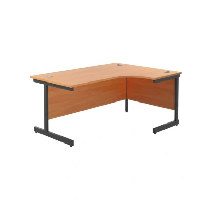 Image of Jemini Radial Right Hand Single Upright Cantilever Desk 1600x1200x730mm Beech/Black KF819684
