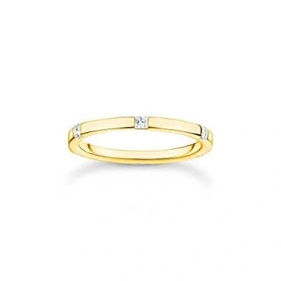 Image of Thomas Sabo Women Ring with White Stones Gold 925 Sterling Silver, 18K Yellow Plating TR2396 414 14
