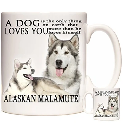 Image of Alaskan Malamute Mug, A Dog Loves You, Gift Mug. 11oz Ceramic Gift. for Owners