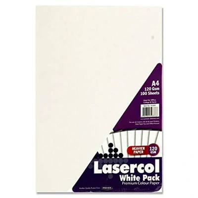 Image of Premier Stationery Lasercol A4 120 gsm Activity Paper White (Pack of 100 Sheets),S4593366