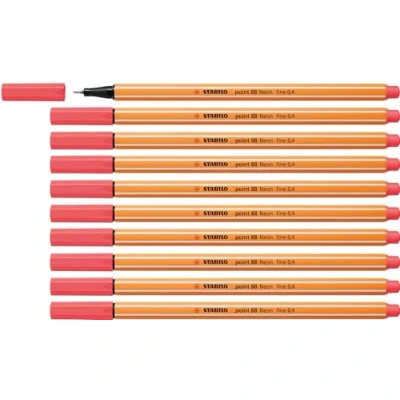 Image of Fineliner STABILO point 88 Pack of 10 Neon Red