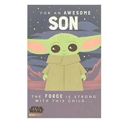 Image of UK Greetings Son Birthday Card Star Wars for Baby Yoda/Grogu Design