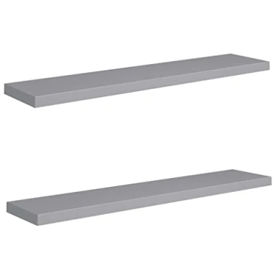 Image of vidaXL Floating Wall Shelves 2 pcs Grey 120x23.5x3.8 cm MDF