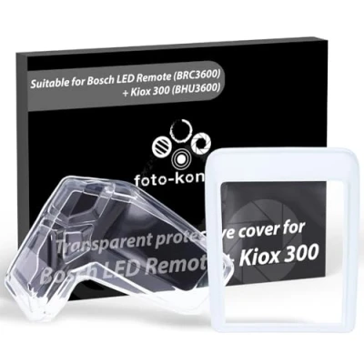 Image of foto kontor Protective covers 2 pack compatible with BOSCH Kiox 300 (BHU3600) und LED Remote (BRC3600) clear cover E bike bicycle display control unit protection against water and dirt