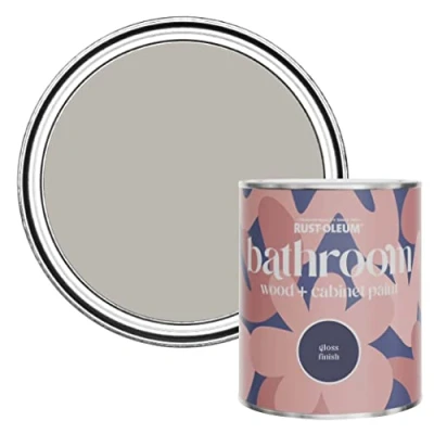 Image of Rust Oleum Grey Moisture Resistant Bathroom Wood and Cabinet Paint in Gloss Finish Gorthleck 750ml