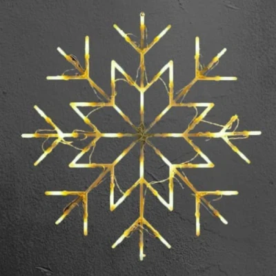 Image of BargainsMania Snowflake Warm White Window Light 50 LED Bulbs Battery Operated Steady &amp; Flashing 2 Modes Good for Festive Indoor/Outdoor Use, Christmas/Xmas, New Year Up