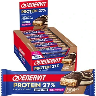 Image of Enervit Protein Bar 27%, Chocolate &amp; Cream, 45g x 30 Bars