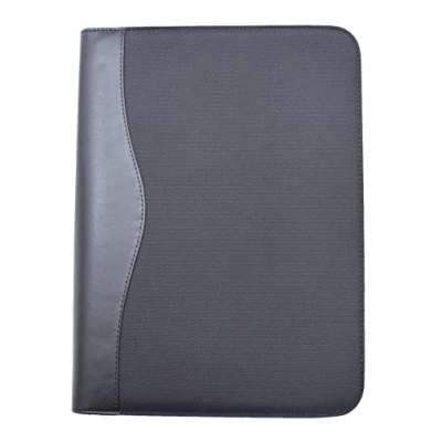 Image of Black File Folder A4 Organiser Writing Pad Calculator Zip Around Underarm Folio Bag Maaz