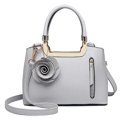 Image of Miss Lulu Handbags for Women Ladies Shoulder Bags Fashion PU Leather Crossbody Top Handle Bag (Grey)