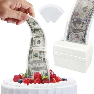 Image of ZZLBZN Money Cake Pull Out Kit, Pulling Box with 20 Transparent Bags, for Birthday Party Decoration