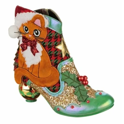 Image of Irregular Choice Christmas Kitty Boots, Red Multi, EUR 36 (UK 3.5)