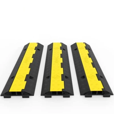 Image of VEVOR Cable Protector 3 Packs 2 Channels 101 x 25 5 cm Cover for Cables Commercial TPR with Modular Design Car Parks, Warehouses