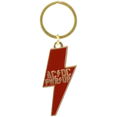 Image of AC/DC PWR UP Logo Keychain, Metal, Red, Men&#039;s Gift