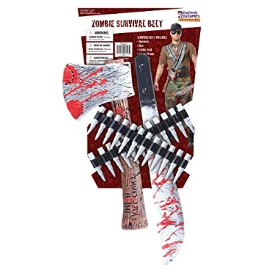 Image of California Costumes Men&#039;s Zombie Hunter Kit, Black/Silver/Red, One size