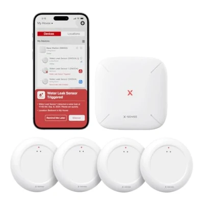 Image of X Sense Wi Fi Water Sensor with SBS50 Base Station, Smart Leak Detector, App Alerts, IP67 Waterproof, Wireless Detector for Kitchen, Bathroom, Basement, SWS0A41