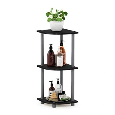 Image of Furinno Toolless Shelves, Wood, Black/Grey, one size, 3 Tier