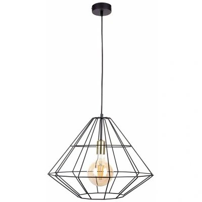 Image of Keter Kira Wire Frame Pendant Ceiling Light Black, Gold, 52cm, 1x E27