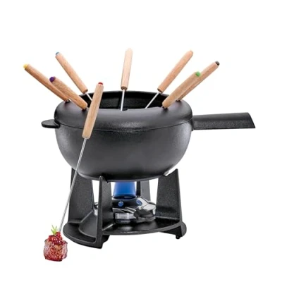 Image of Spring Fondue Set, Cast Iron, Black, 20 cm